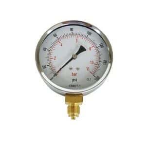 0-16 BAR Gauge, Bottom Entry, 3/8" bsp 100mm Dial